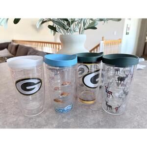 Tervis Tumblers Set of 4 Clear with Lids - Green Bay Packers and Fish